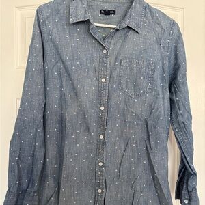 GAP Womens Denim Polka Dot and Stars Shirt, size L